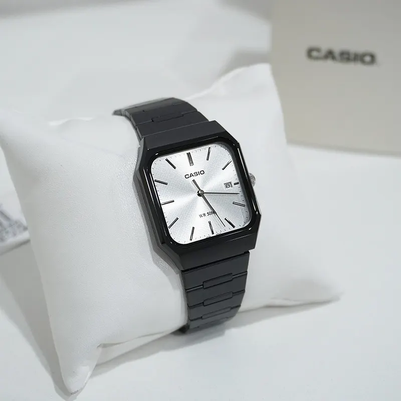 Casio Enticer Classic Silver Dial Black Band Men's Watch- MTP-B185B-7AV